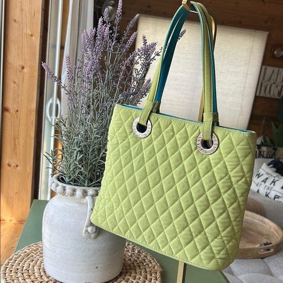 Vera Bradley Handbags - Vera Bradley  CRABTREE & EVELYN Tote Purse Quilted Key Lime Green & Turquoise